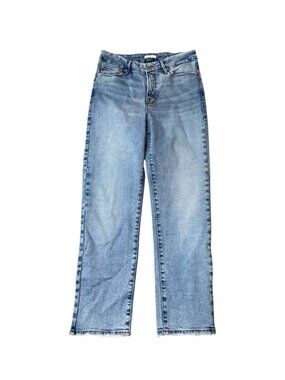 Good American Womens Distressed High Rise Straight Leg  Jeans Size 6/28 EUC